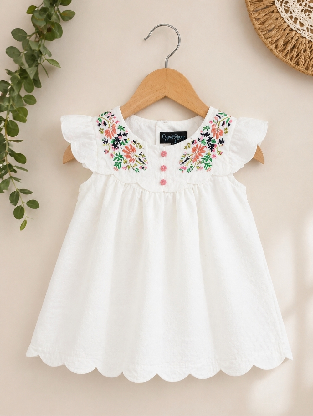Cynthia Rowley Embroidered White Cotton Baby Girl Dress 24 Months